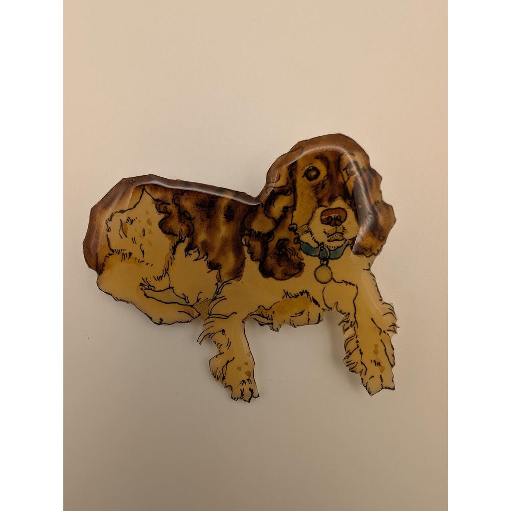 Vintage 1992 MB Design Brooch Allie the English Springer Spaniel Dog Pin signed